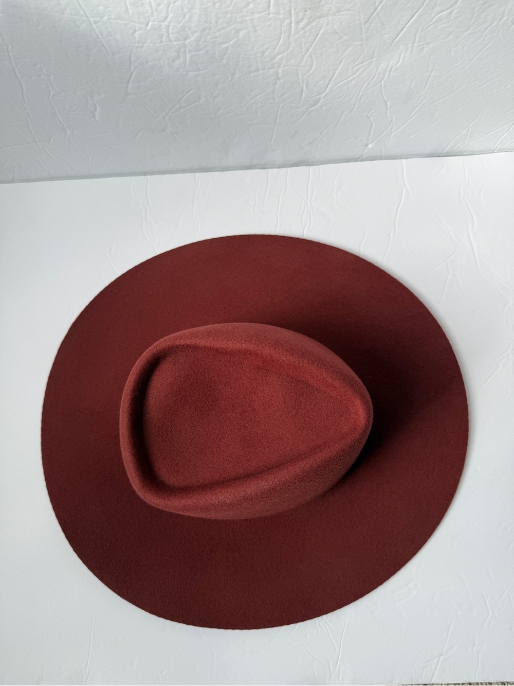 GIGI PIP 100% Australian Wool Wide-Brim Wool Felt Hat- reddish brown Burgundy OS